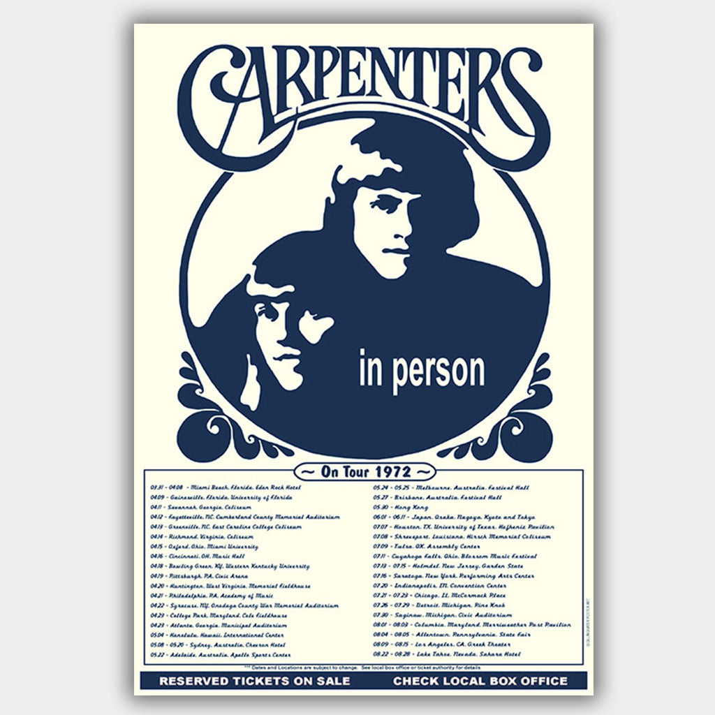 Carpenters (1972) - Concert Poster - 13 x 19 inches – PosterAlley