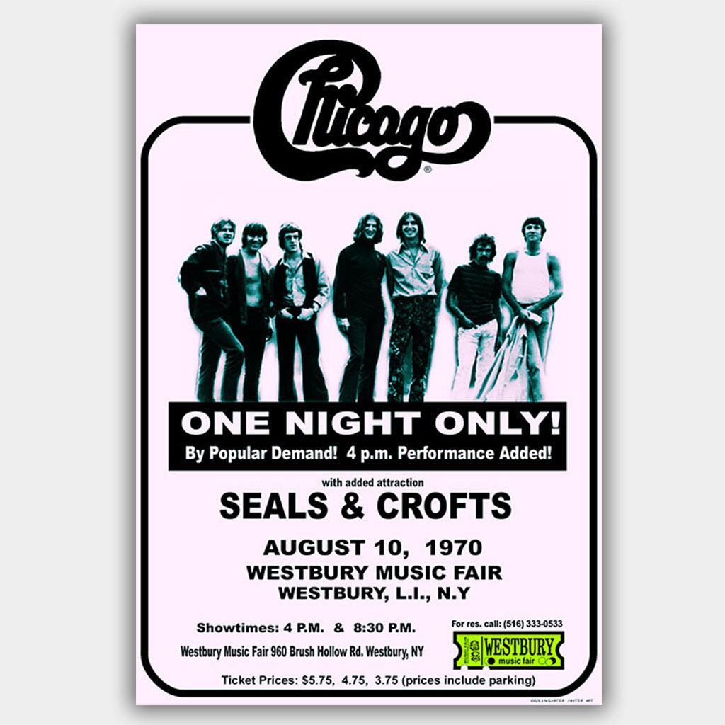 Chicago with Seals And Crofts (1970) - Concert Poster - 13 x 19