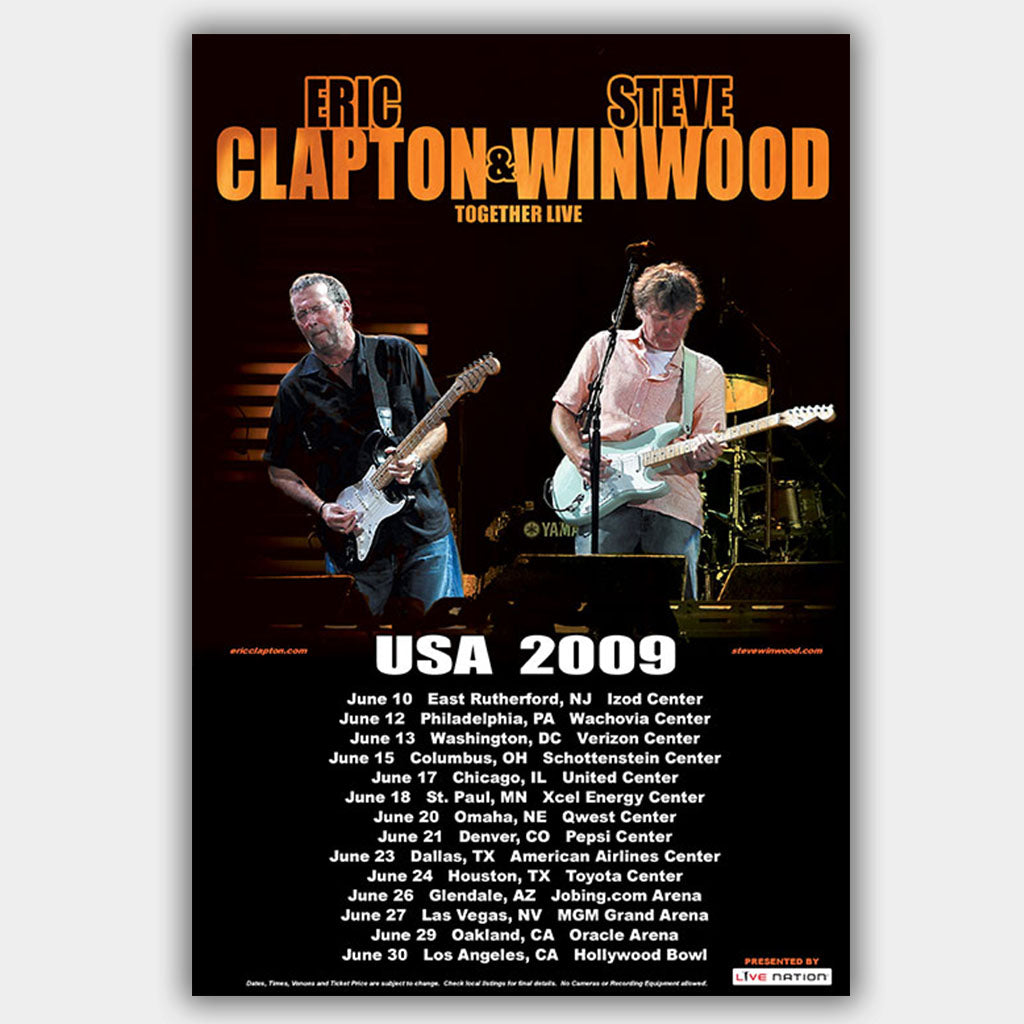 Eric Clapton with Steve Winwood (2009) - Concert Poster - 13 x 19
