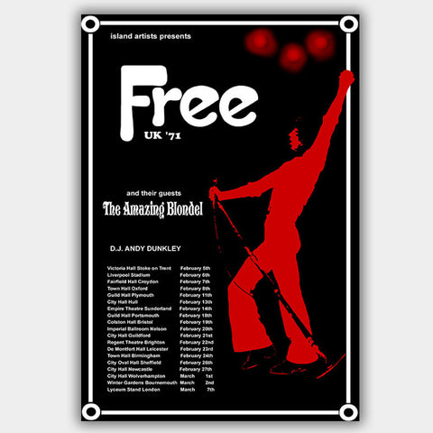 Free with Amazing Blondel (1971) - Concert Poster - 13 x 19 inches