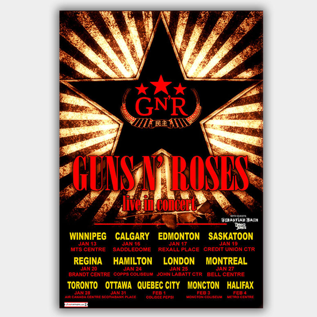 Guns N' Roses with Danko Jones (2010) - Concert Poster - 13 x 19