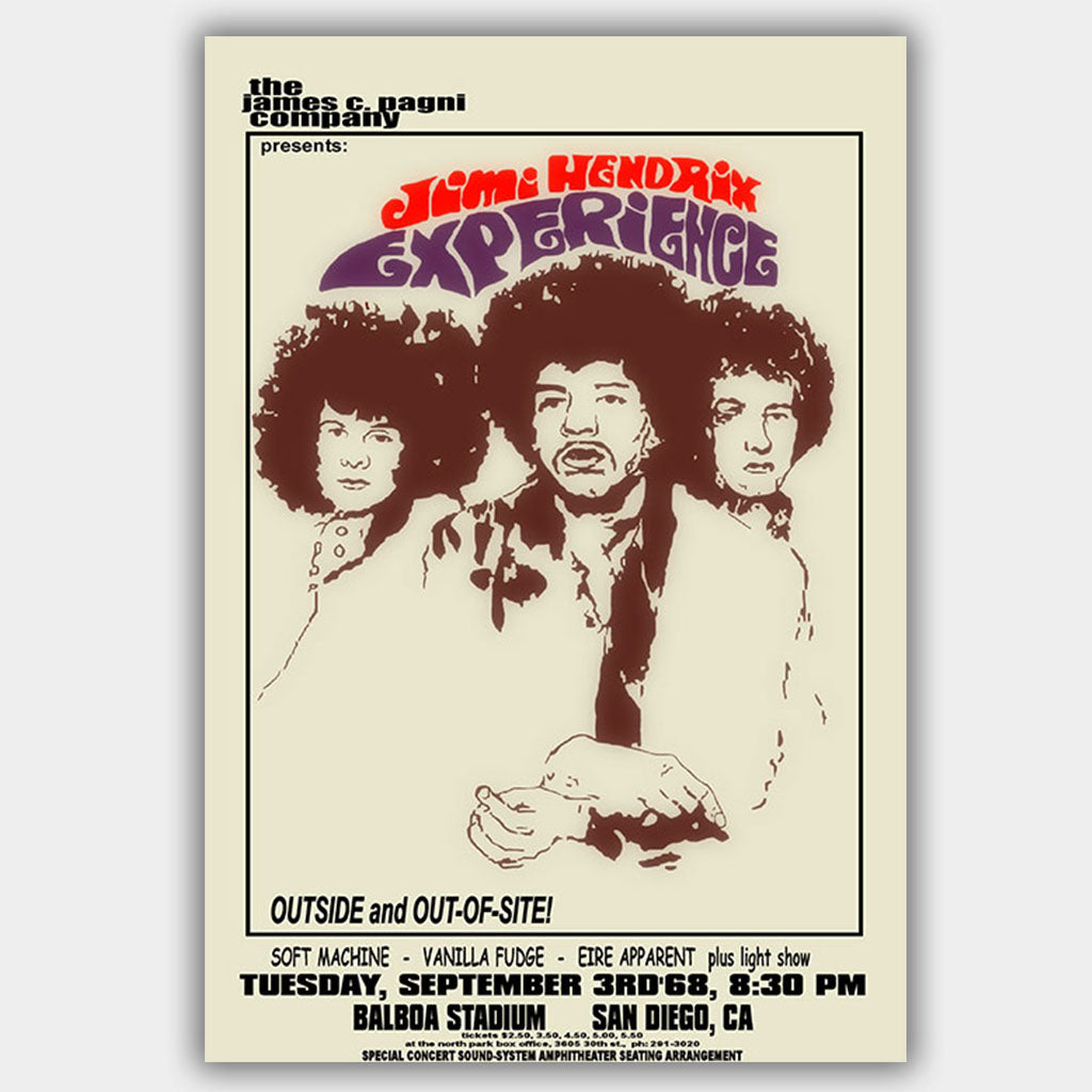 Jimi Hendrix with Vanilla Fudge (1968) - Concert Poster - 13 x 19