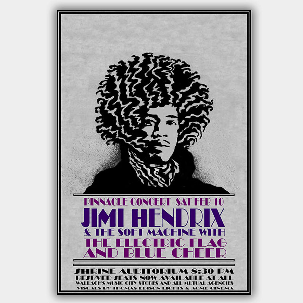 時間の伸長/Time Stretch アーティストプルーフ 油彩ペイント Jimi Hendrix with Blue Cheer (1968) - Concert Poster - 13 x 19