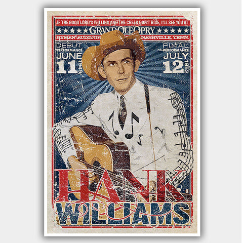 Hank Williams (1952) - Concert Poster - 13 x 19 inches