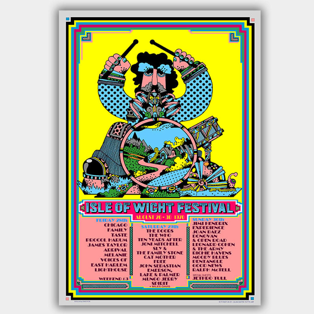 Isle Of Wight with Hendrix & Doors (1970) - Concert Poster - 13 x