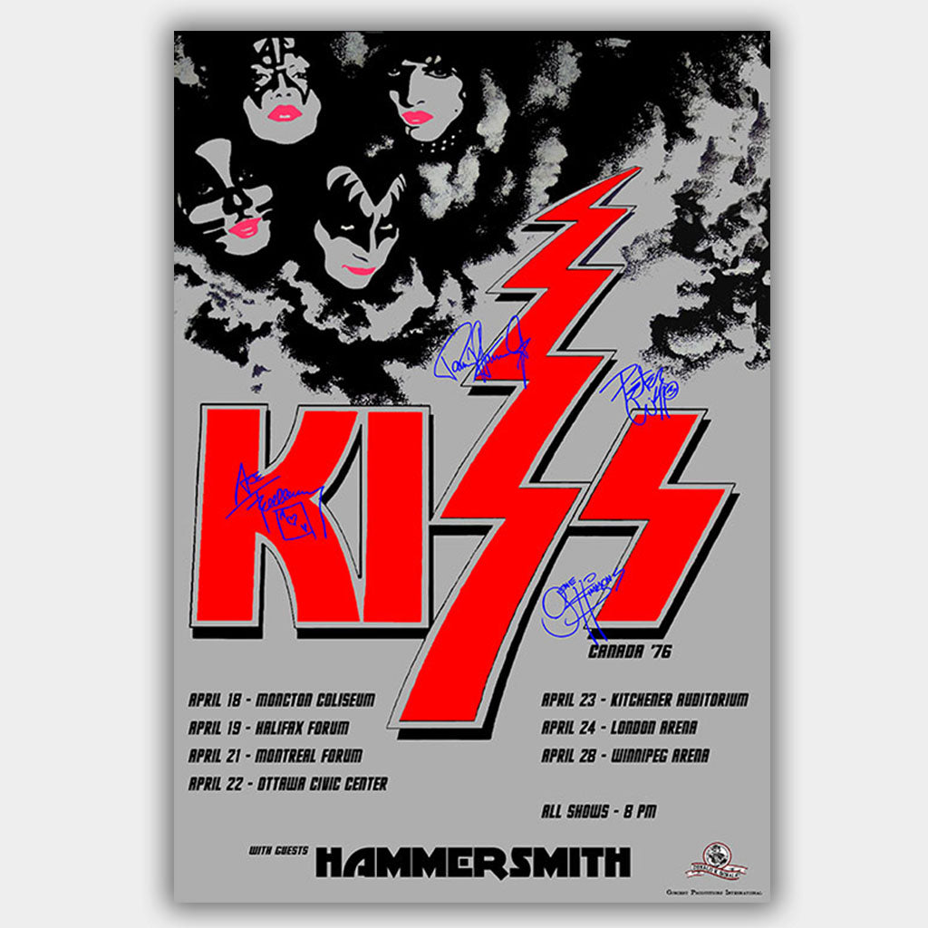 KISS キャンバスボード Kiss with Hammersmith (1976) - Concert Poster - 13 x 19 inches