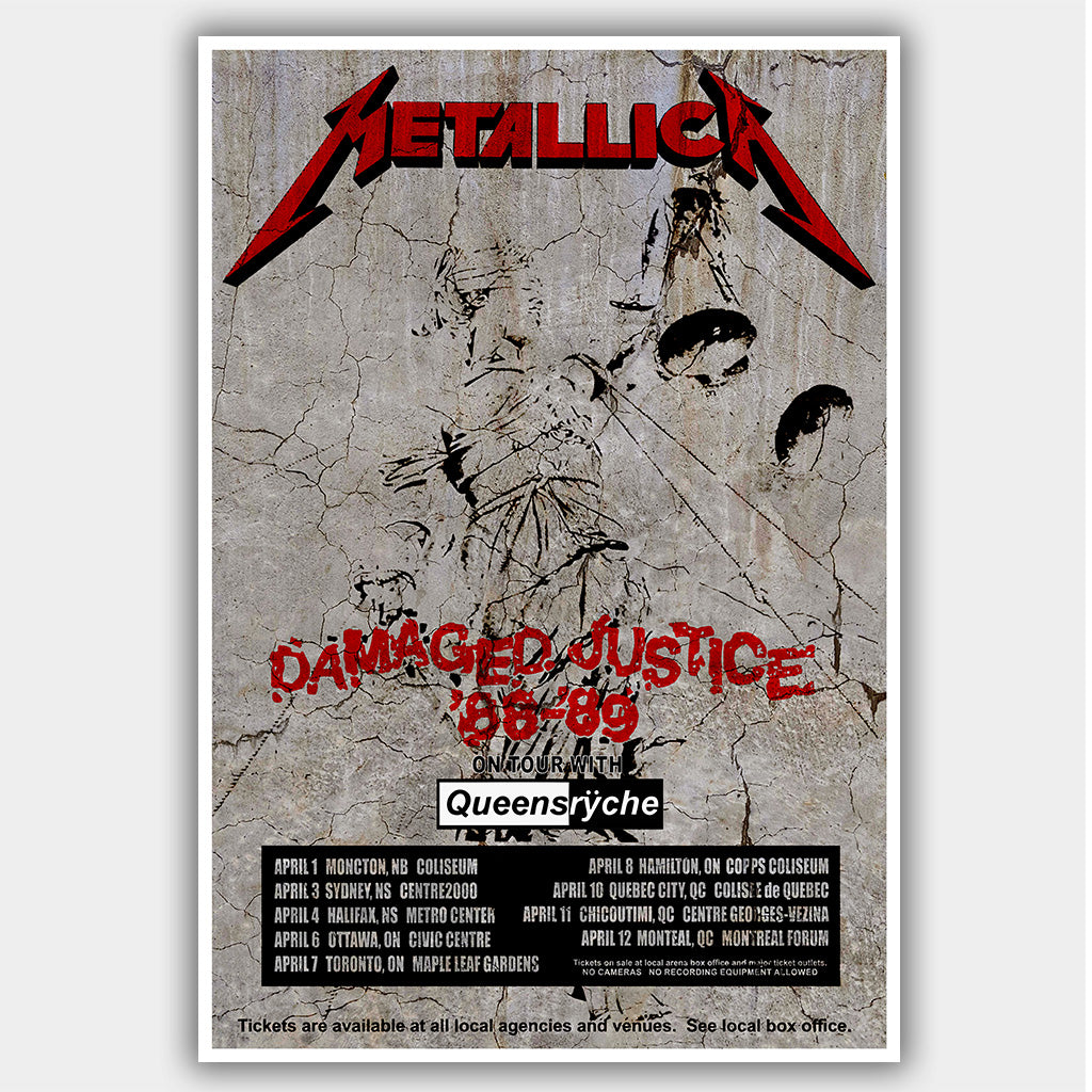 Metallica with Queensryche (1989) Concert Poster 13 x 19 inches
