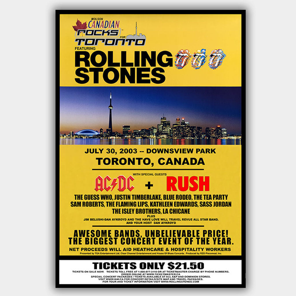 Rolling Stones with AC/DC & Rush (2003) - Concert Poster - 13 x 19