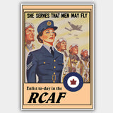 War Poster - RCAF - "She Serves" - 13 x 19 inches