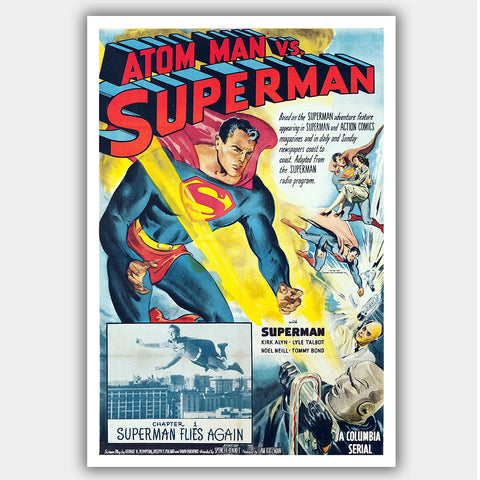 Atom Man vs Superman (1950) - Movie Poster - 13 x 19 inches