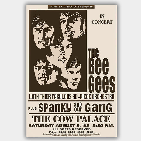 Bee Gees with Spanky & Gang & sinc (1968) - Concert Poster - 13 x 19 inches