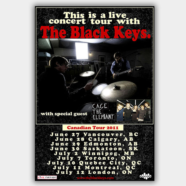 Black Keys with Cage The Elephant (2011) - Concert Poster - 13 x