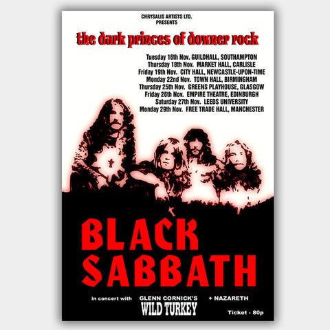 Black Sabbath with Nazareth (1972) - Concert Poster - 13 x 19 inches