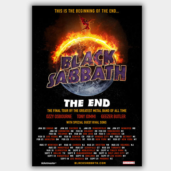 Black Sabbath with Rival Sons (2016) - Concert Poster - 13 x 19