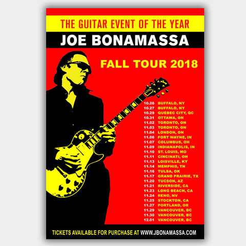 Joe Bonamassa (2018) - Concert Poster - 13 x 19 inches