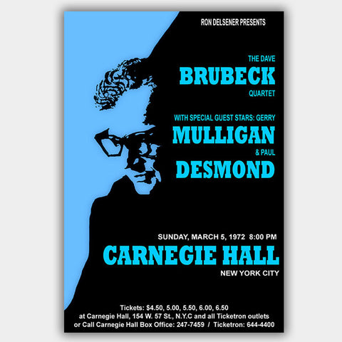 Dave Brubeck Quartet with Mulligan & Paul Desmon (1972) - Concert Poster - 13 x 19 inches