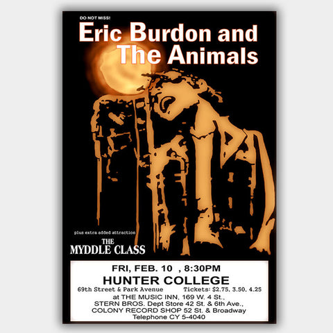 Eric Burden with The Myddle Class (1969) - Concert Poster - 13 x 19 inches
