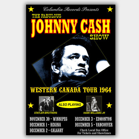 Johnny Cash with Hank Williams Jr (1964) - Concert Poster - 13 x 19 inches