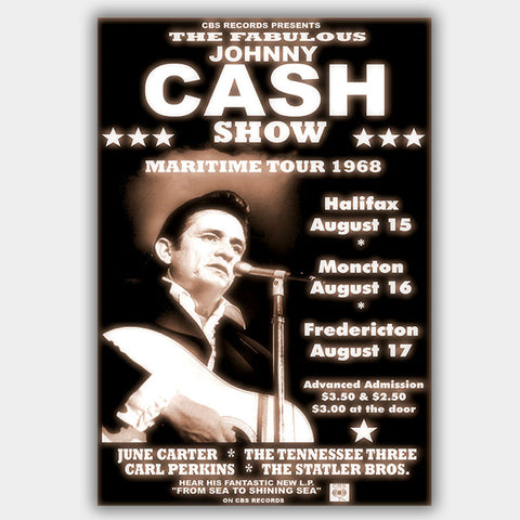 Johnny Cash with Statler Bros (1968) - Concert Poster - 13 x 19 inches