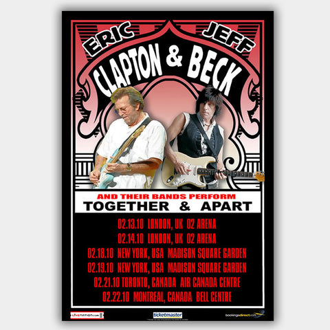 Eric Clapton with Jeff Beck (2010) - Concert Poster - 13 x 19 inches