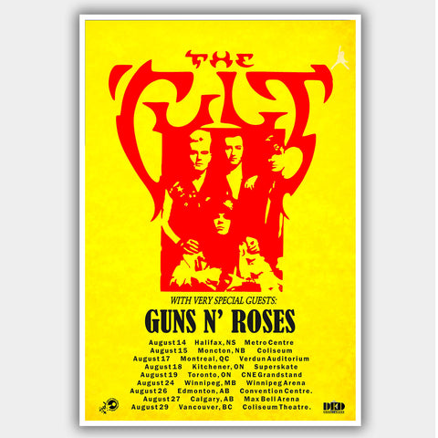 Cult with Guns N' Roses (1987) - Concert Poster - 13 x 19 inches