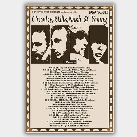 Crosby Stills & Nash (1969) - Concert Poster - 13 x 19 inches