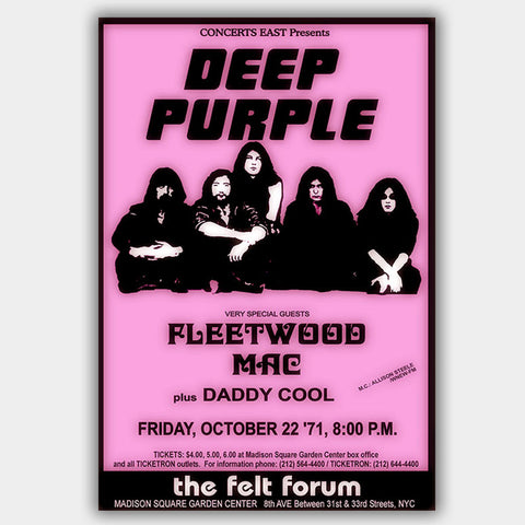Deep Purple with Fleetwood Mac (1971) - Concert Poster - 13 x 19 inches