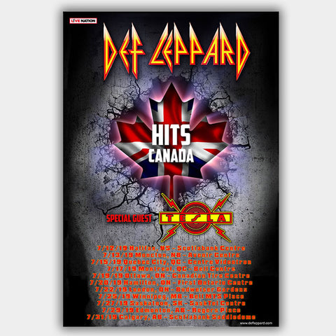 Def Leepard with Tesla (2019) - Concert Poster - 13 x 19 inches