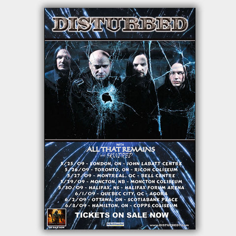 Disturbed with All That Remains (2009) - Concert Poster - 13 x 19 inches