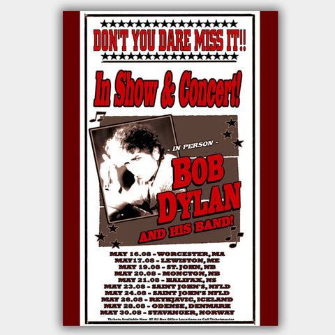 Bob Dylan (2008) - Concert Poster - 13 x 19 inches