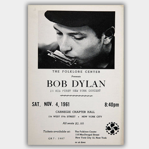 Bob Dylan (1961) - Concert Poster - 13 x 19 inches