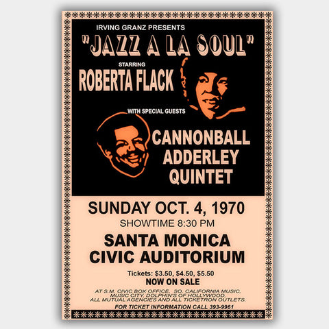 Roberta Flack with Cannonball Adderley Quintet (1970) - Concert Poster - 13 x 19 inches