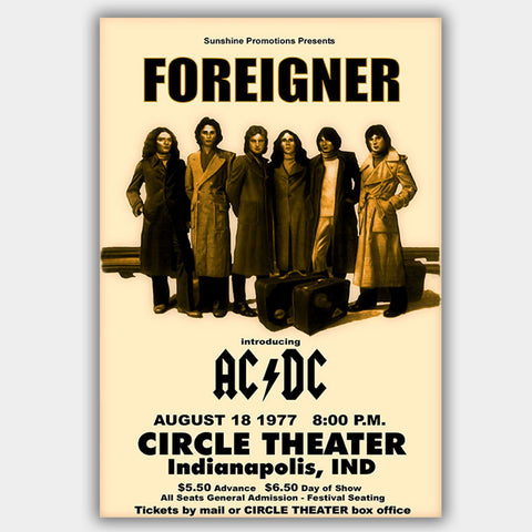 Foreigner with AC/DC (1977) - Concert Poster - 13 x 19 inches