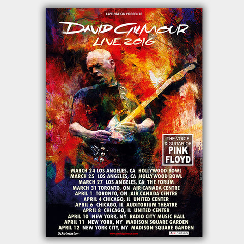 David Gilmour (2016) - Concert Poster - 13 x 19 inches