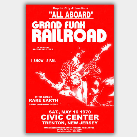 Grand Funk with Rare Earth (1970) - Concert Poster - 13 x 19 inches