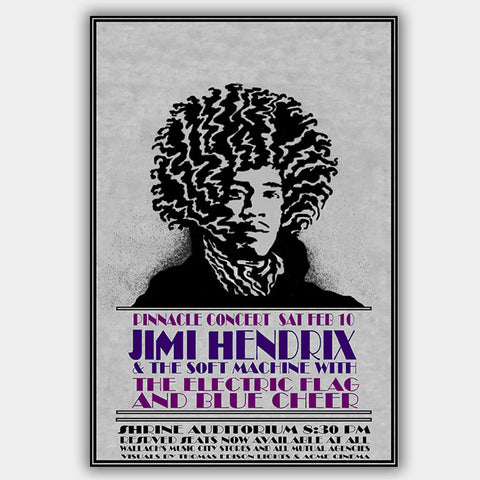 Jimi Hendrix with Blue Cheer (1968) - Concert Poster - 13 x 19 inches