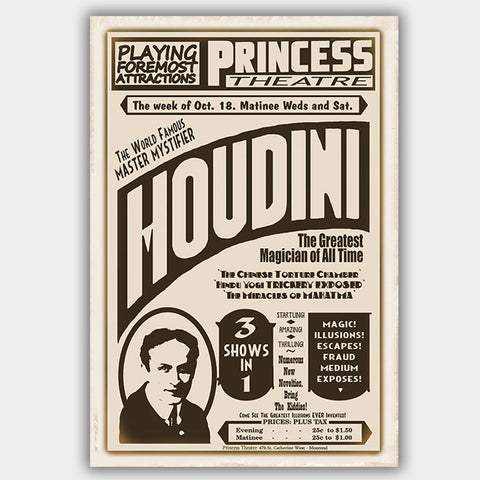 Harry Houdini (1926) - Poster - 13 x 19 inches
