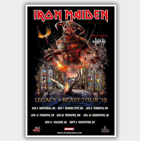 Iron Maiden with The Raven age (2019) - Concert Poster - 13 x 19 inches