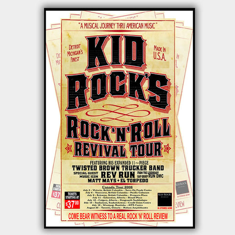 Kid Rock with Matt Mays (2008) - Concert Poster - 13 x 19 inches