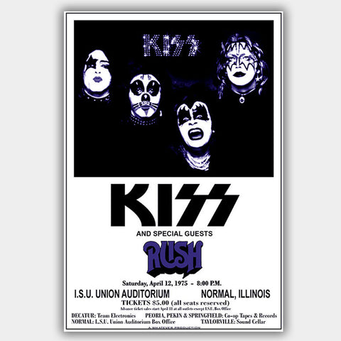 Kiss with Rush (1975) - Concert Poster - 13 x 19 inches