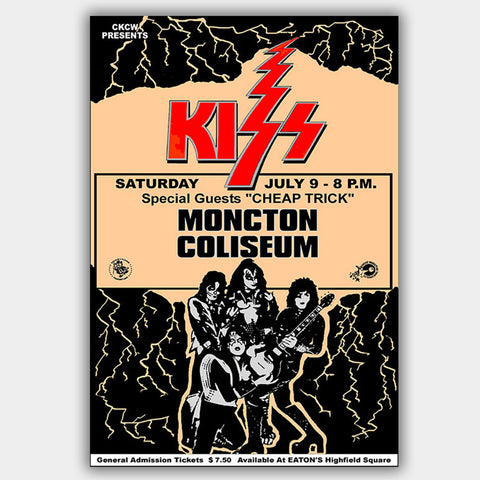 Kiss with Cheap Trick (1977) - Concert Poster - 13 x 19 inches