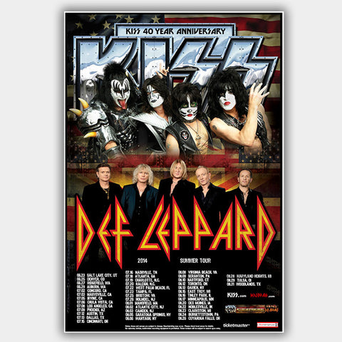 Kiss with Def Leppard (2014) - Concert Poster - 13 x 19 inches