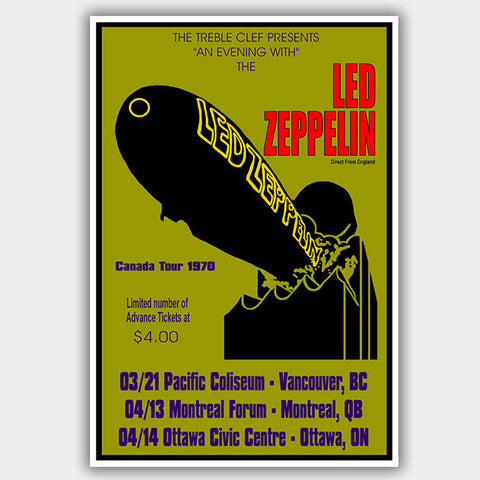 Led Zeppelin (1970) - Concert Poster - 13 x 19 inches
