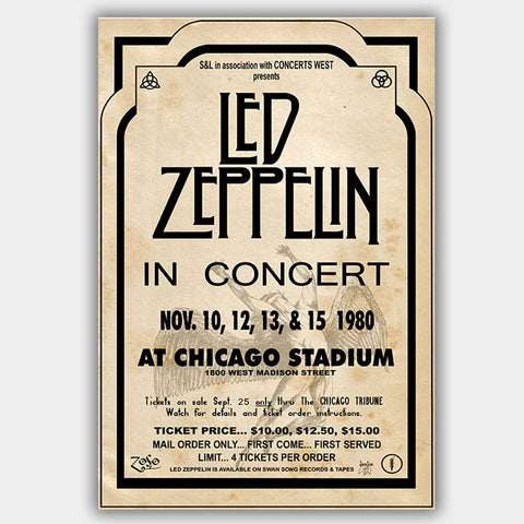 Led Zeppelin (1980) - Concert Poster - 13 x 19 inches