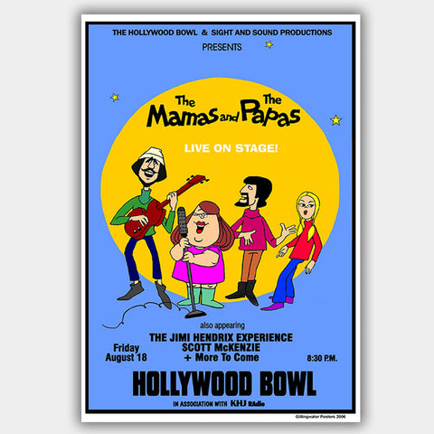 Mamas & Papas with Jimi Hendrix (1969) - Concert Poster - 13 x 19 inches