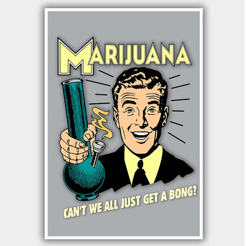 Marijuana with Bong - Graphic Poster - 13 x 19 inches