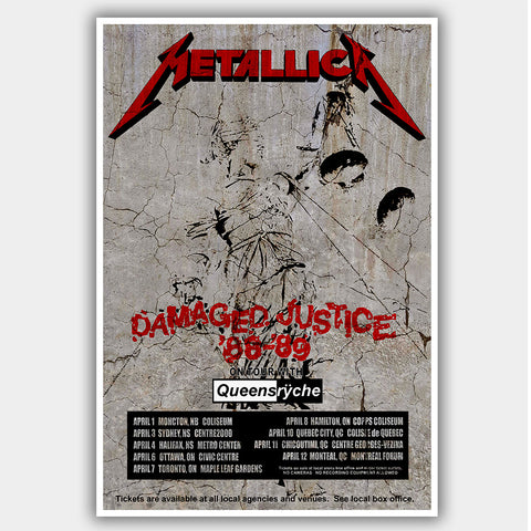 Metallica with Queensryche (1989) - Concert Poster - 13 x 19 inches