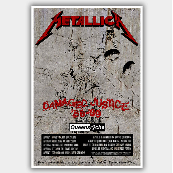 Metallica with Queensryche (1989) - Concert Poster - 13 x 19