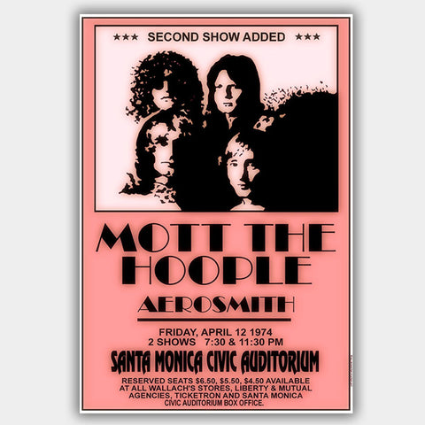 Mott The Hoople with Aerosmith (1974) - Concert Poster - 13 x 19 inches