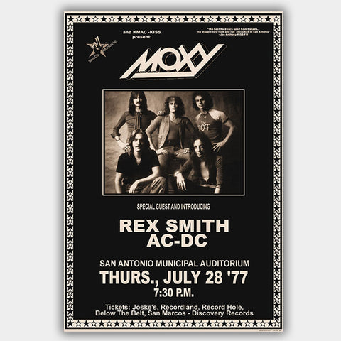 Moxy with AC/DC (1977) - Concert Poster - 13 x 19 inches